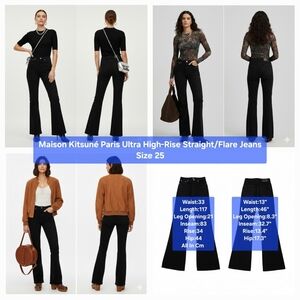 ​Maison Kitsuné Paris Ultra High-Rise Flare Jeans - Black Size 25